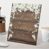 木目素朴白フローラ金ゴールド書ファンシー道 台座サイン (インサイチュ)