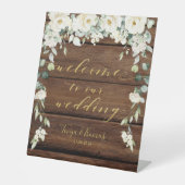 木目素朴白フローラ金ゴールド書ファンシー道 台座サイン (正面)