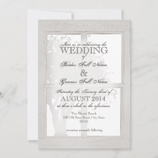 木目素朴窓枠 招待状 (正面)