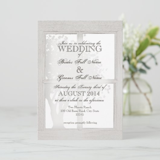 木目素朴窓枠 招待状 (スタンド正面)