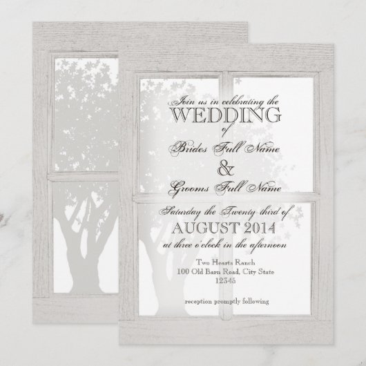 木目素朴窓枠 招待状 (正面/裏面)