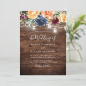 木目素朴色フローララ結婚イト 招待状 (スタンド正面)