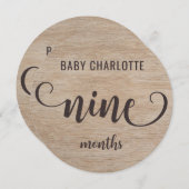 木目素朴9-10ヶ月ベビーマイルストーン記号 (正面/裏面)