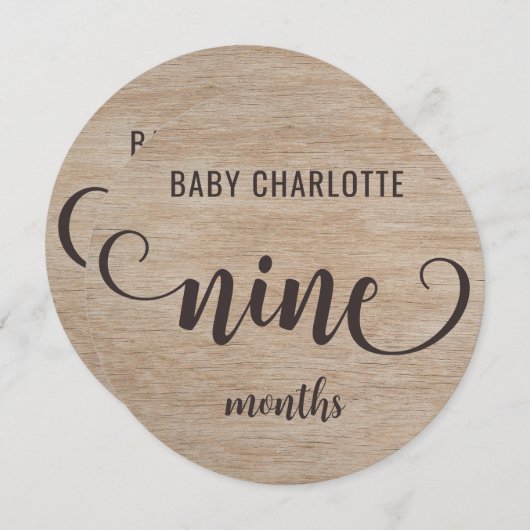 木目素朴9-10ヶ月ベビーマイルストーン記号 (正面/裏面)