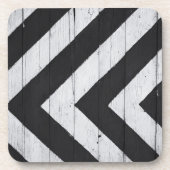 木目絵を描黒とグレーパターン コースター (正面)