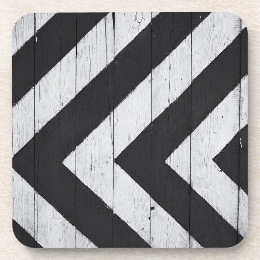 木目絵を描黒とグレーパターン コースター (正面)