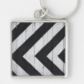 木目絵を描黒と白 キーホルダー (正面)