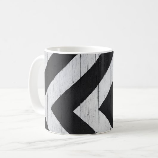 木目絵を描黒と白 コーヒーマグカップ (正面左)