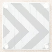 木目絵を描黒白パターン ガラスコースター (裏面)