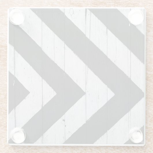 木目絵を描黒白パターン ガラスコースター (裏面)