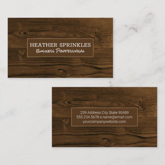 木目背景 名刺 (正面/裏面)