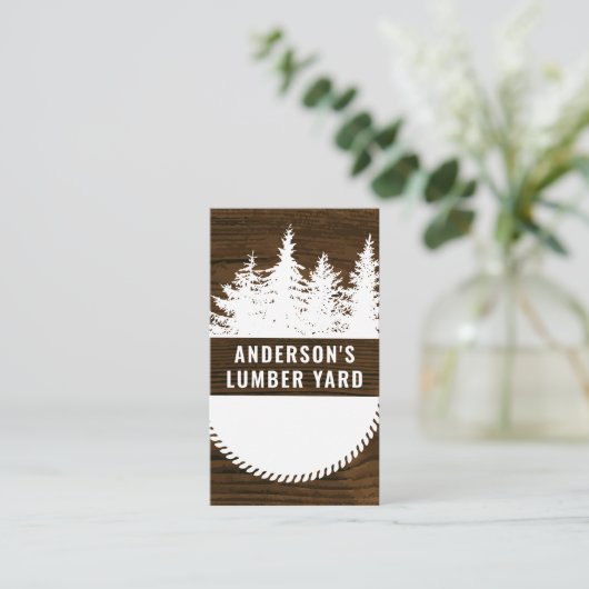 木目背景 | 木と丸鋸 名刺 (スタンド正面)