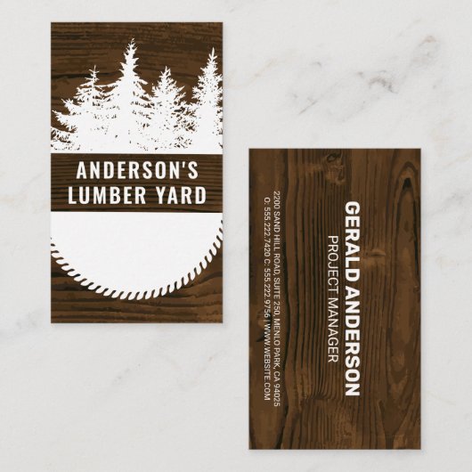 木目背景 | 木と丸鋸 名刺 (正面/裏面)