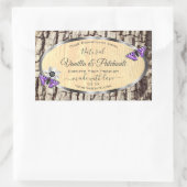 木目製品ラベル付き天然木の樹皮 長方形シール (バッグ)