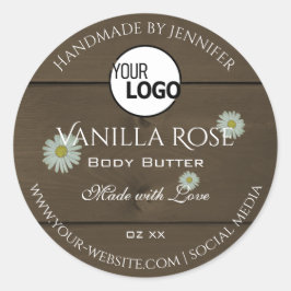 木目製品包装ラベルデイジーロゴ ラウンドシール