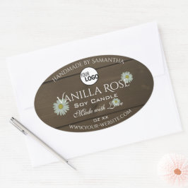 木目製品包装ラベルデイジーロゴ 楕円形シール