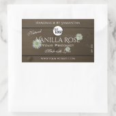 木目製品包装ラベルデイジーロゴ 長方形シール (バッグ)