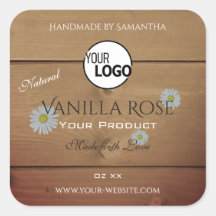 木目製品包装ラベルフラワーロゴ