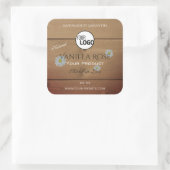 木目製品包装ラベルフラワーロゴ スクエアシール (バッグ)