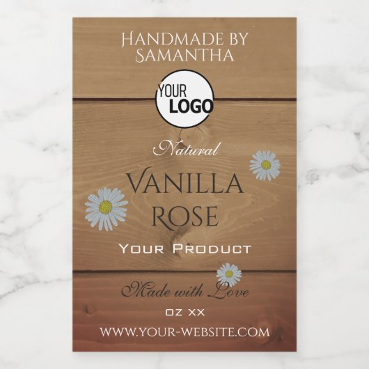 木目製品包装ラベルフラワーロゴ フードラベル (シングルラベル)