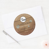 木目製品包装ラベルフラワーロゴ ラウンドシール (封筒)