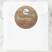 木目製品包装ラベルフラワーロゴ ラウンドシール (バッグ)