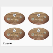 木目製品包装ラベルフラワーロゴ 楕円形シール (シート)