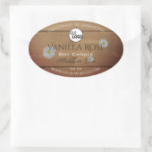 木目製品包装ラベルフラワーロゴ 楕円形シール (バッグ)