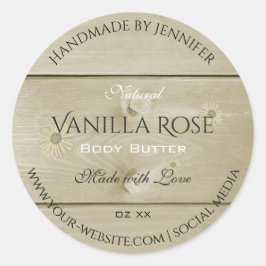 木目製品包装ラベルライトデイジー ラウンドシール