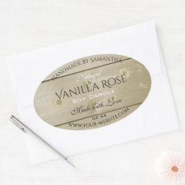 木目製品包装ラベルライトデイジー 楕円形シール