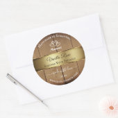 木目製品包装ラベル金ゴールドデコ ラウンドシール (封筒)