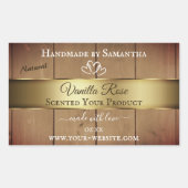 木目製品包装ラベル金ゴールドデコ 長方形シール (正面)