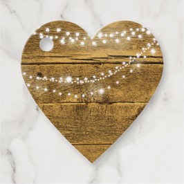 木目調とフェアリー ライトのカントリー ウェディング フェイバータグ