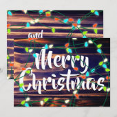 木目調のクリスマスイルミネーション シーズンカード (正面/裏面)