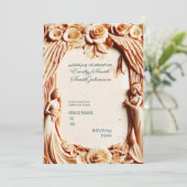 木目調のテクスチャーが施されたモダンな結婚式のカード ユビークェ 招待状 (スタンド正面)