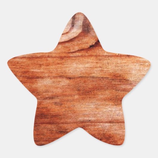 木目調のテクスチャ 星シール (正面)