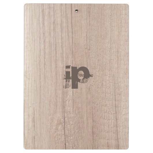 木目調のモノグラムのテンプレートパーソナライズされた分類 クリップボード (裏面)