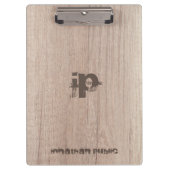 木目調のモノグラムのテンプレートパーソナライズされた分類 クリップボード (正面)