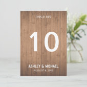 木目調のレトロな結婚式テーブルナンバー 招待状 (スタンド正面)