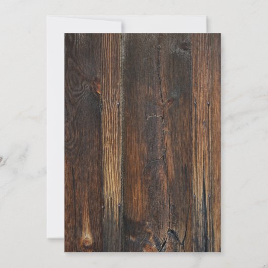 木目調の手書きで結婚式のハートを表現したデザイン 招待状 (裏面)