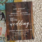 木目調の手書きで結婚式のハートを表現 招待状