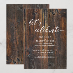 木目調の手書きスクリプトでお祝いしよう 招待状