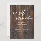 木目調の手書き風デザイン - 私たち結婚しました 招待状 (正面)