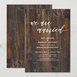 木目調の手書き風 結婚しました レセプション 招待状