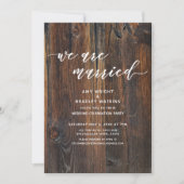 木目調の手書き 結婚しましたの受付 招待状 (正面)