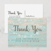 木目調の糸星サンクスカード ポストカード (正面/裏面)