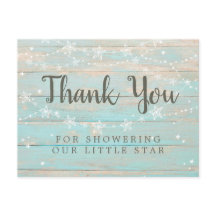 木目調の糸星サンクスカード