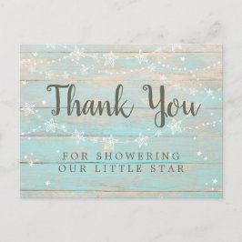 木目調の糸星サンクスカード ポストカード