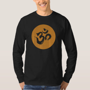 木目調オーム印のヒンズー教シンボル Tシャツ
