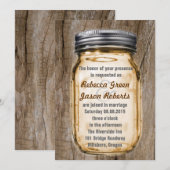木目調ブラウンカントリー rustic メイソンジャー結婚式 招待状 (正面/裏面)